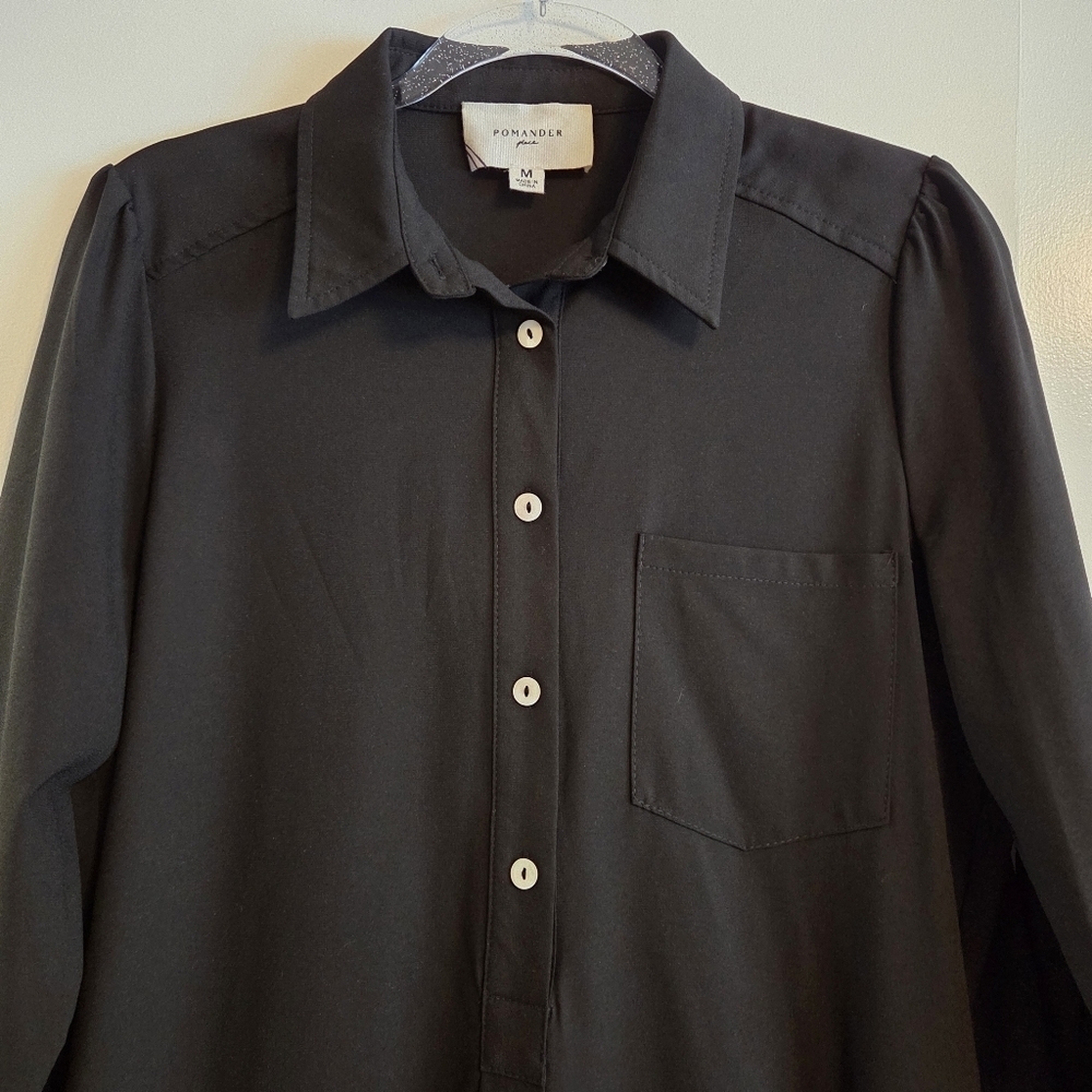 TUCKERNUCK POMANDER PLACE Black Crepe Callahan Shirt Dress Medium - Picture 4 of 12
